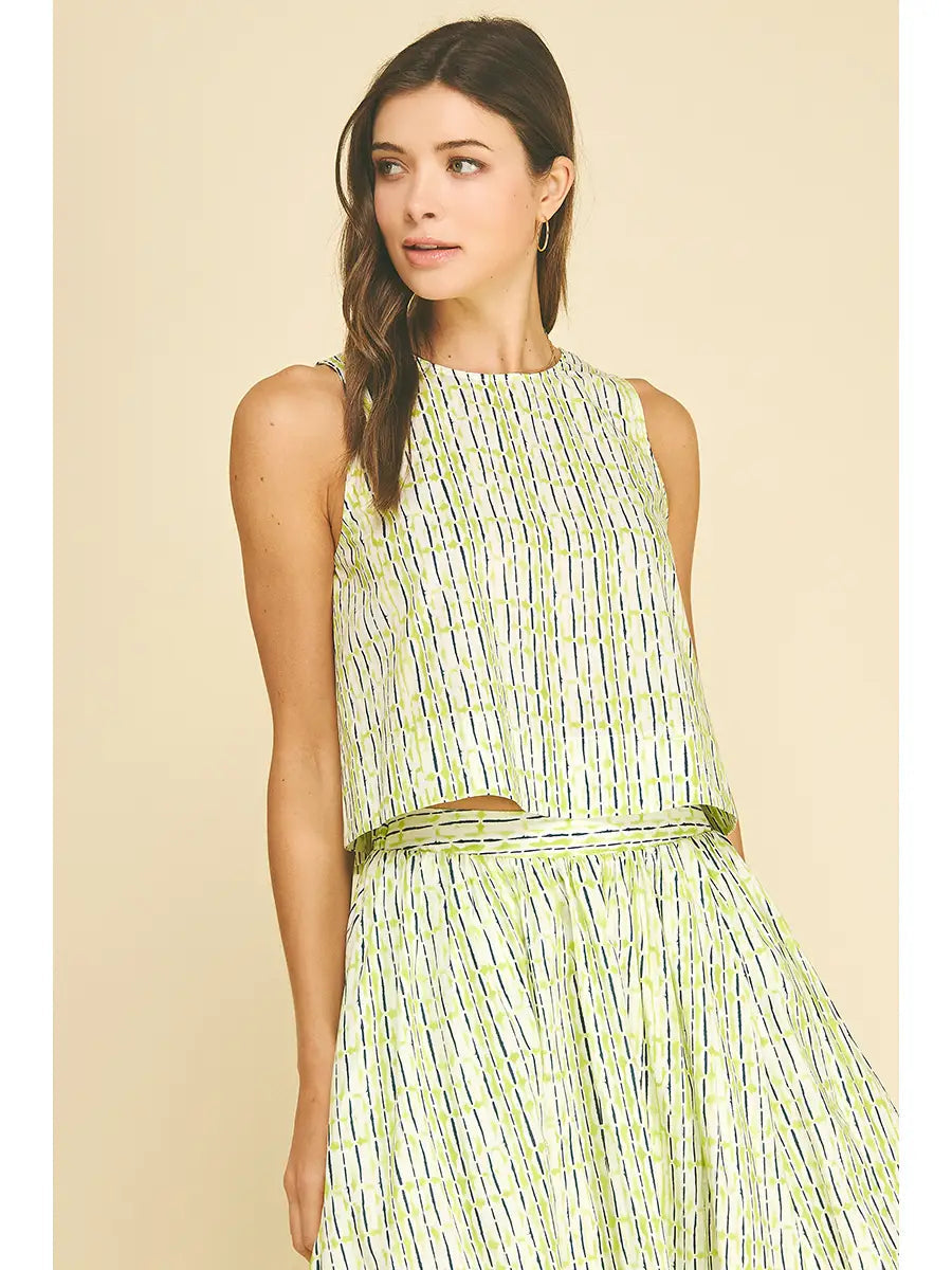 Printed Poplin Sleeveless Top Pinch