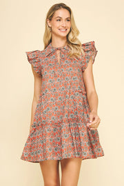 Floral Ruffle Detailed Tunic Mini Dress Pinch