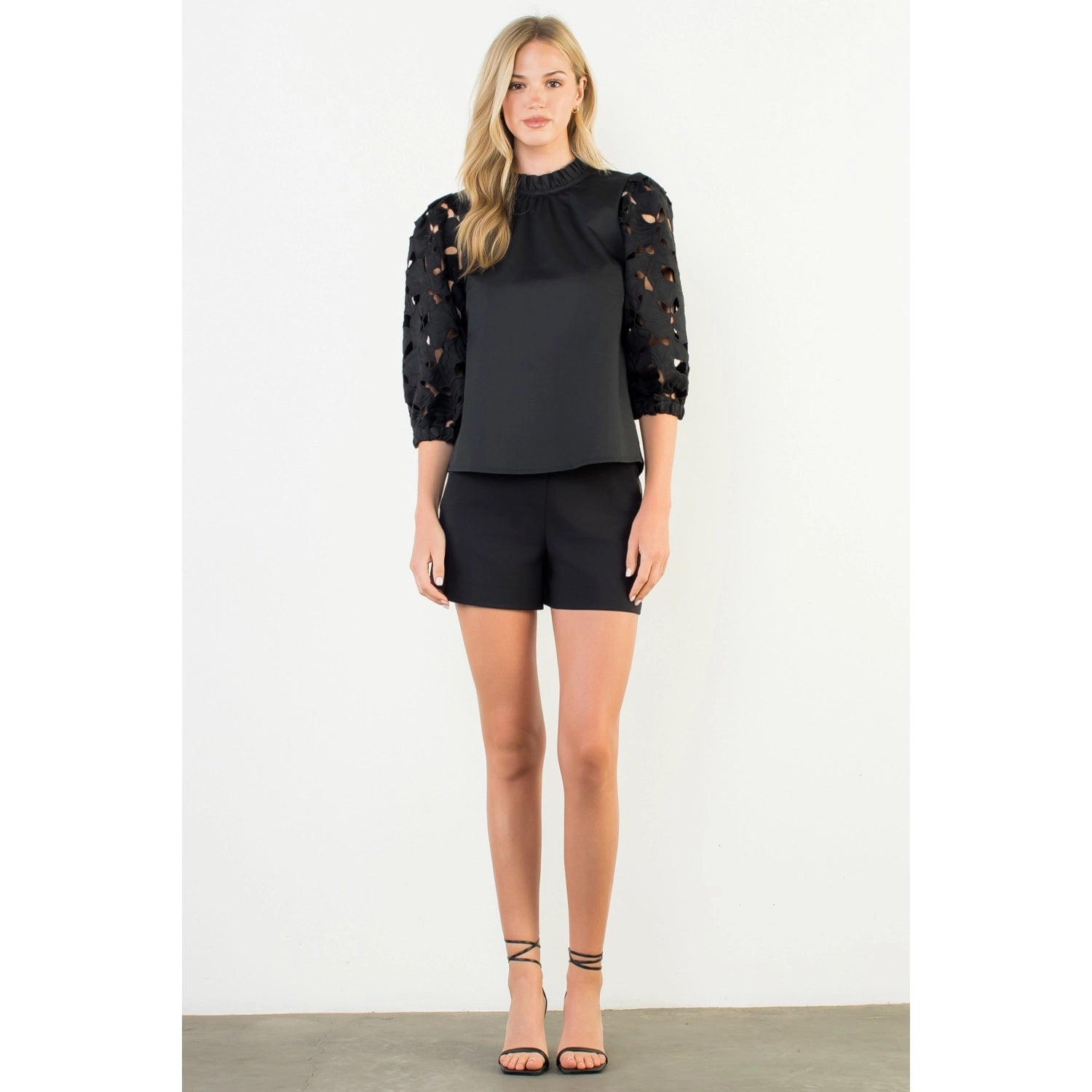 Eyelet Detail Long Sleeve Top THML