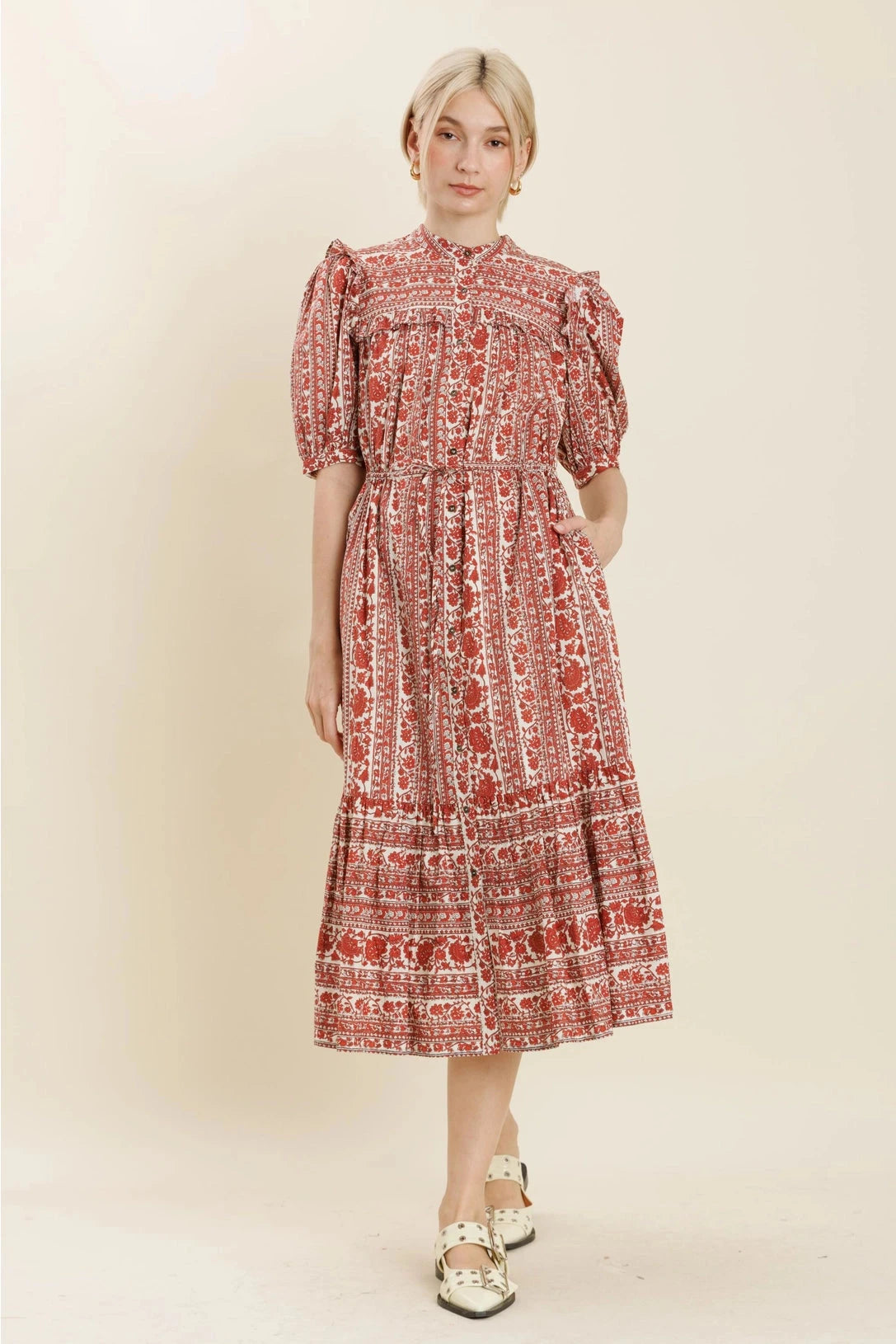 Floral Ruffle Midi Dress