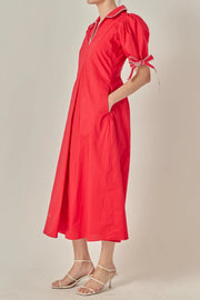 Stitch Detailed Midi Dress English Factory