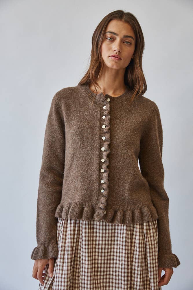 Ruffle Wave Button Knit Cardigan KLD