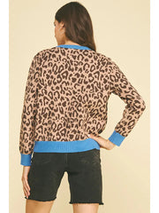 Leopard Print Contrast Cardigan Pinch