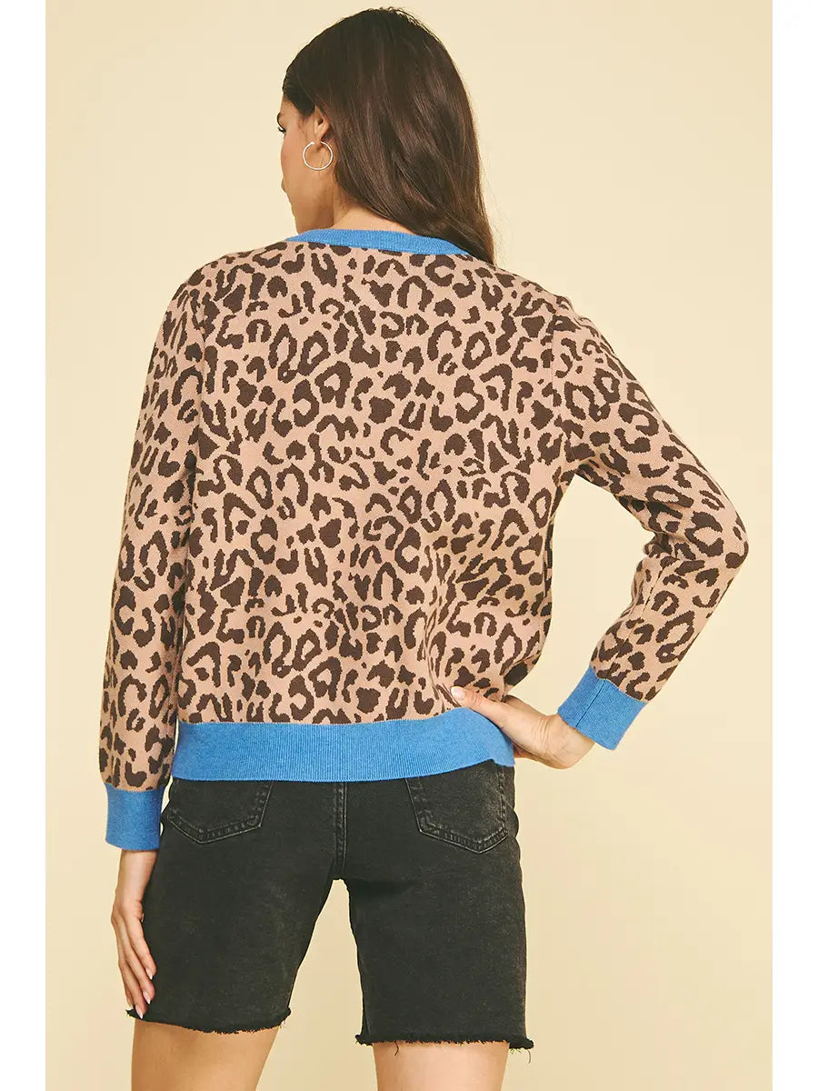 Leopard Print Contrast Cardigan Pinch