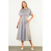 Striped Button Down Maxi Dress THML