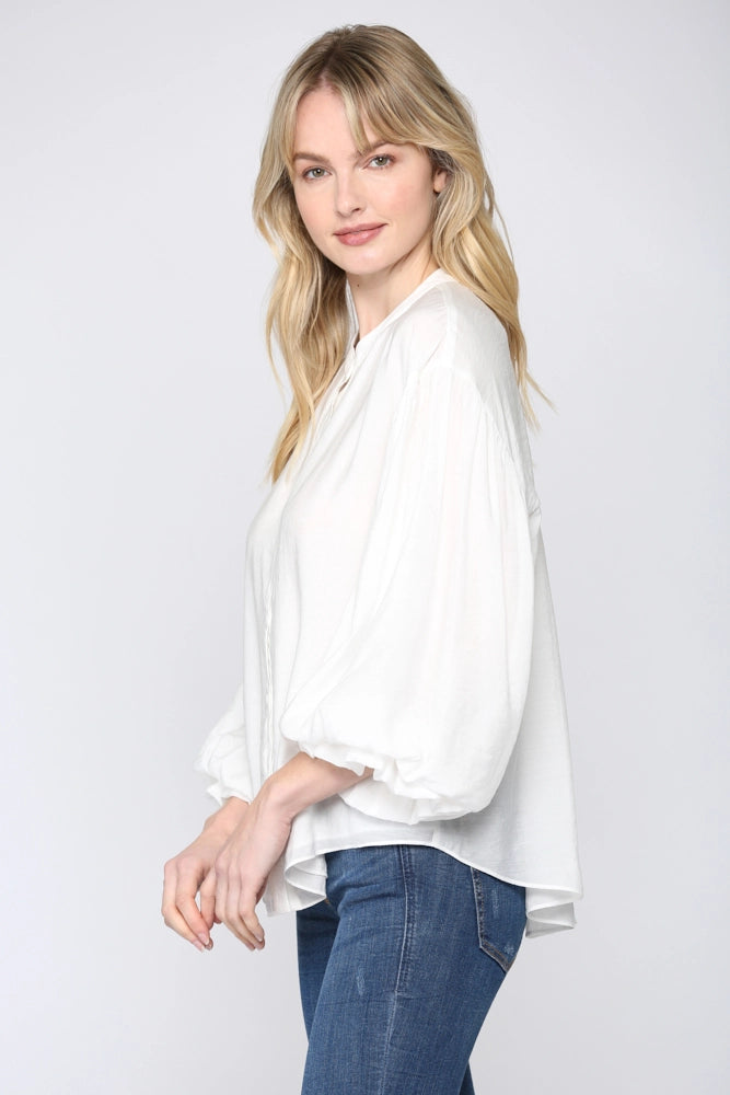 Puff Sleeve Button Down Shirt Fate