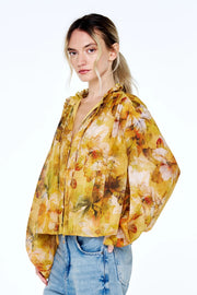 Teddy Button Down Ruffle Top Ciebon