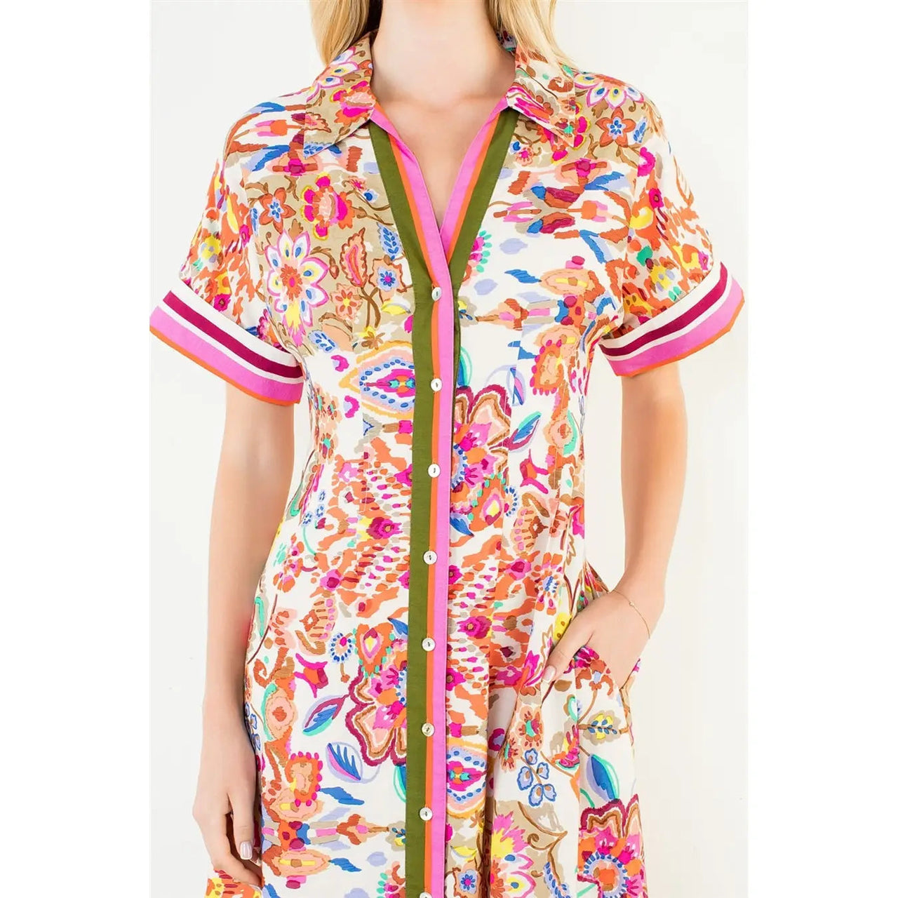 Button Down Maxi Flower Dress