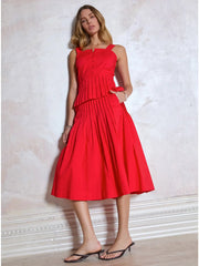 Pleated A-Line Midi Skirt Current Air