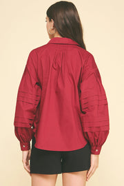 Pleat Detailed Button Down Shirt Pinch