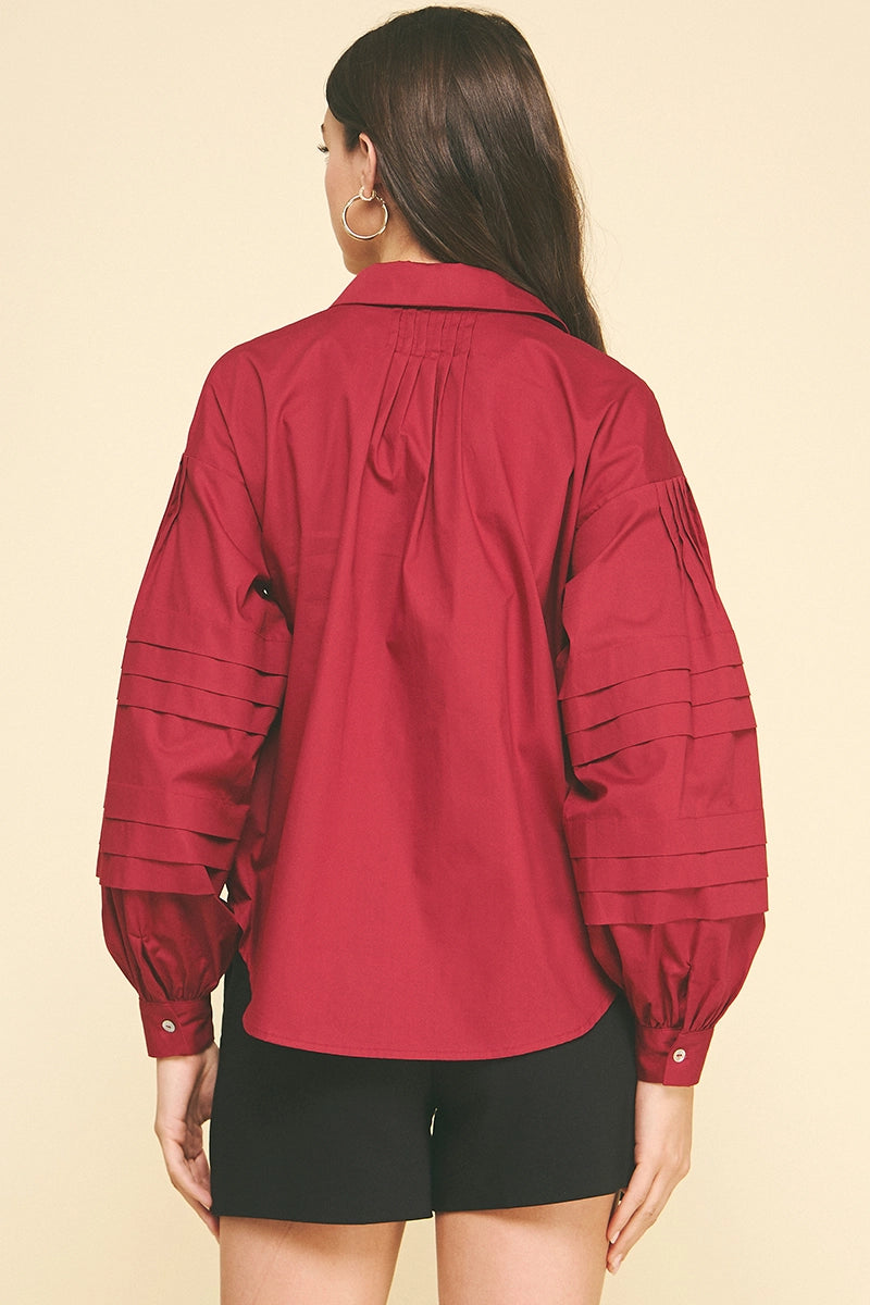 Pleat Detailed Button Down Shirt Pinch