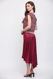 Animal Pattern Twist Front Bodice Satin Twofer Dress Fate