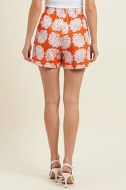 Shell Print Shorts with Wave Detail Pinch
