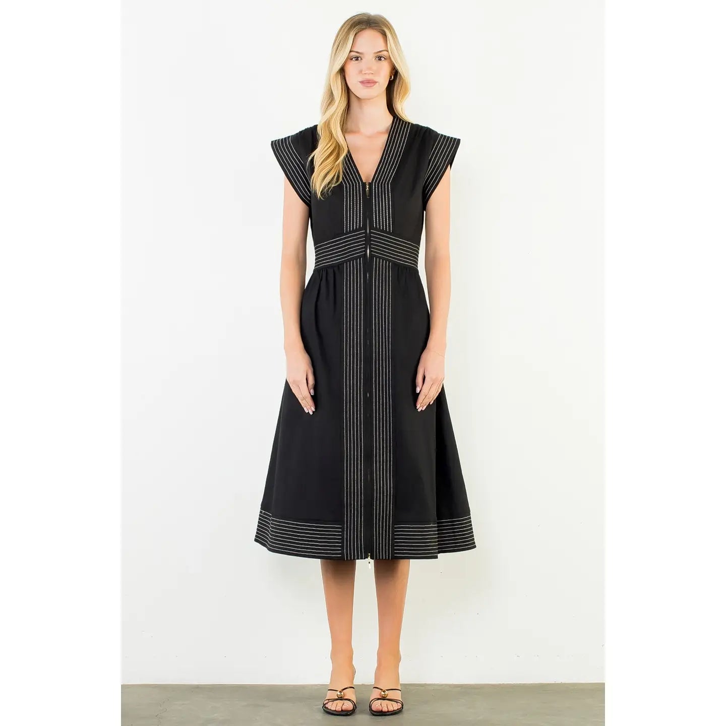 Short Sleeve Zip Up Dress THML