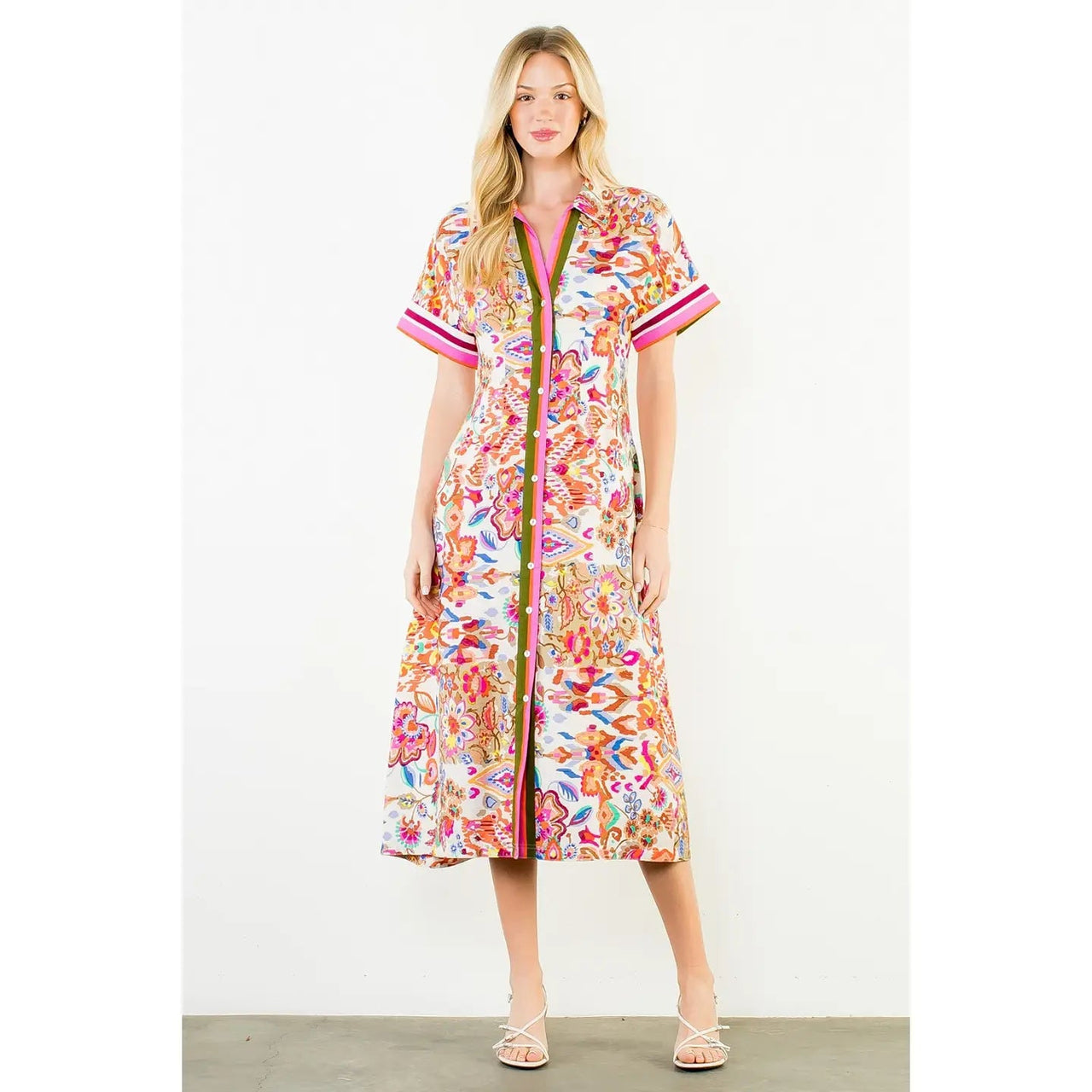 Button Down Maxi Flower Dress