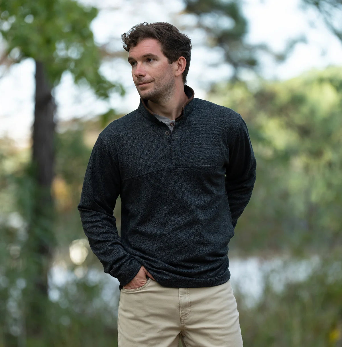 Oxford Herringbone Pull Over Coastal Cotton