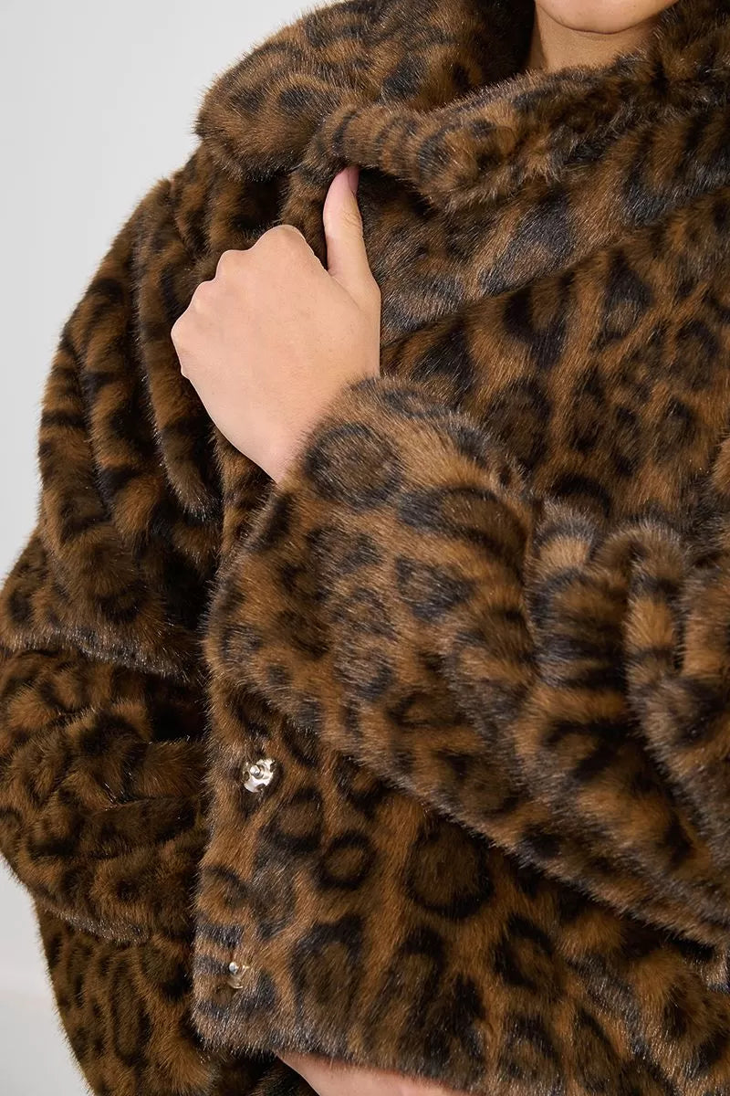Leopard Faux Fur Jacket Molly Bracken