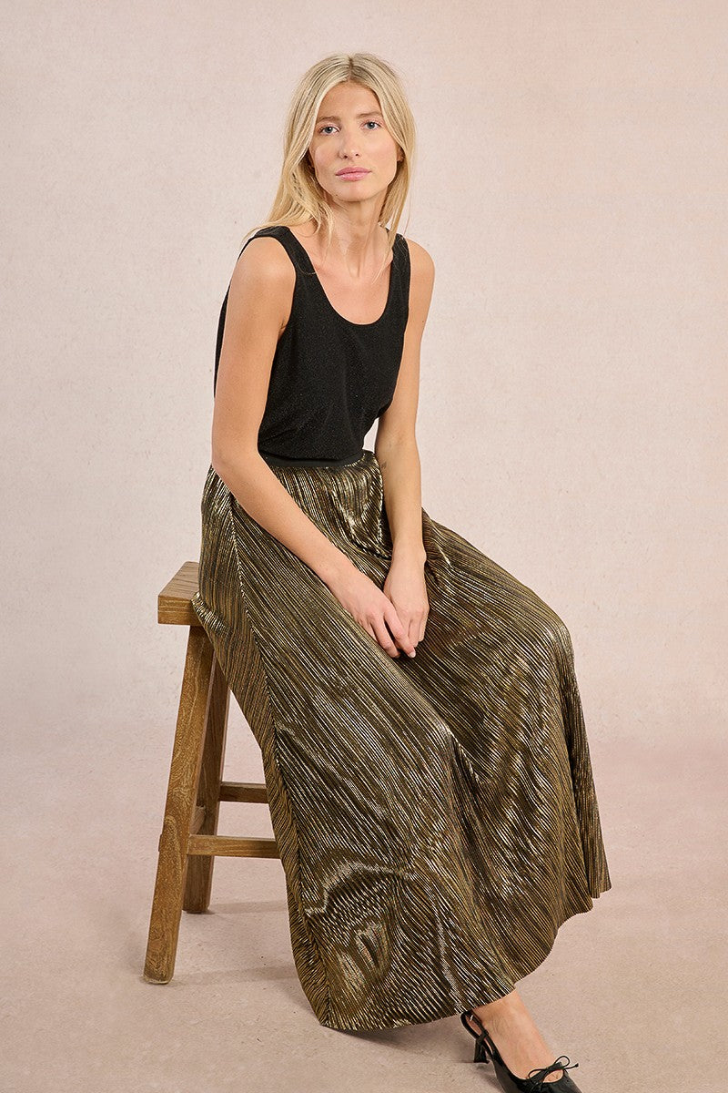 Long Pleated Iridescent Skirt Molly Bracken