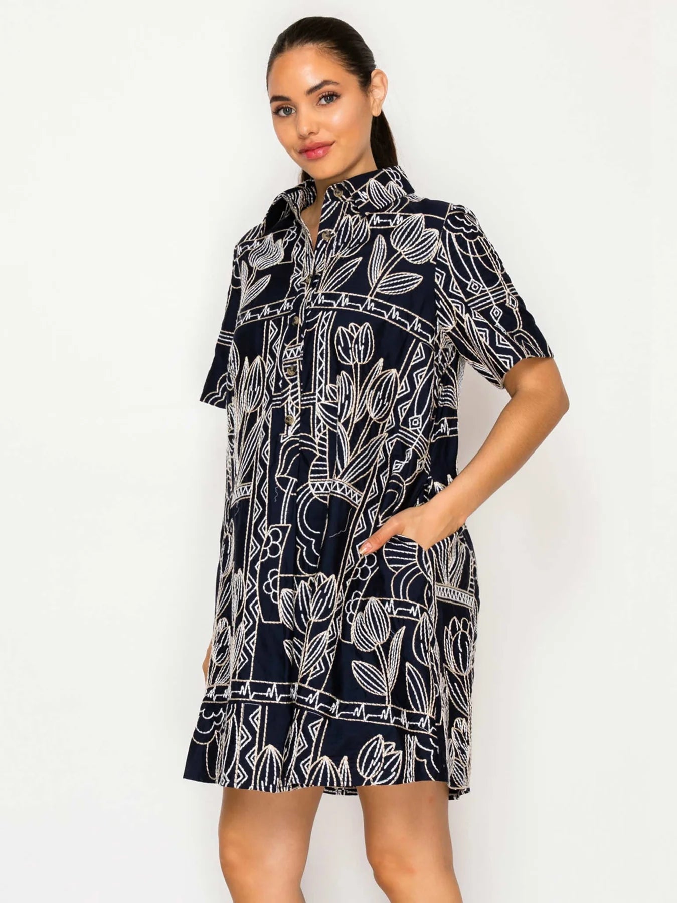 Selene's Stitch Shirt Dress Meet Me in Santorini