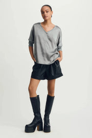 Cindy Long Sleeve Satin Top Melissa Nepton