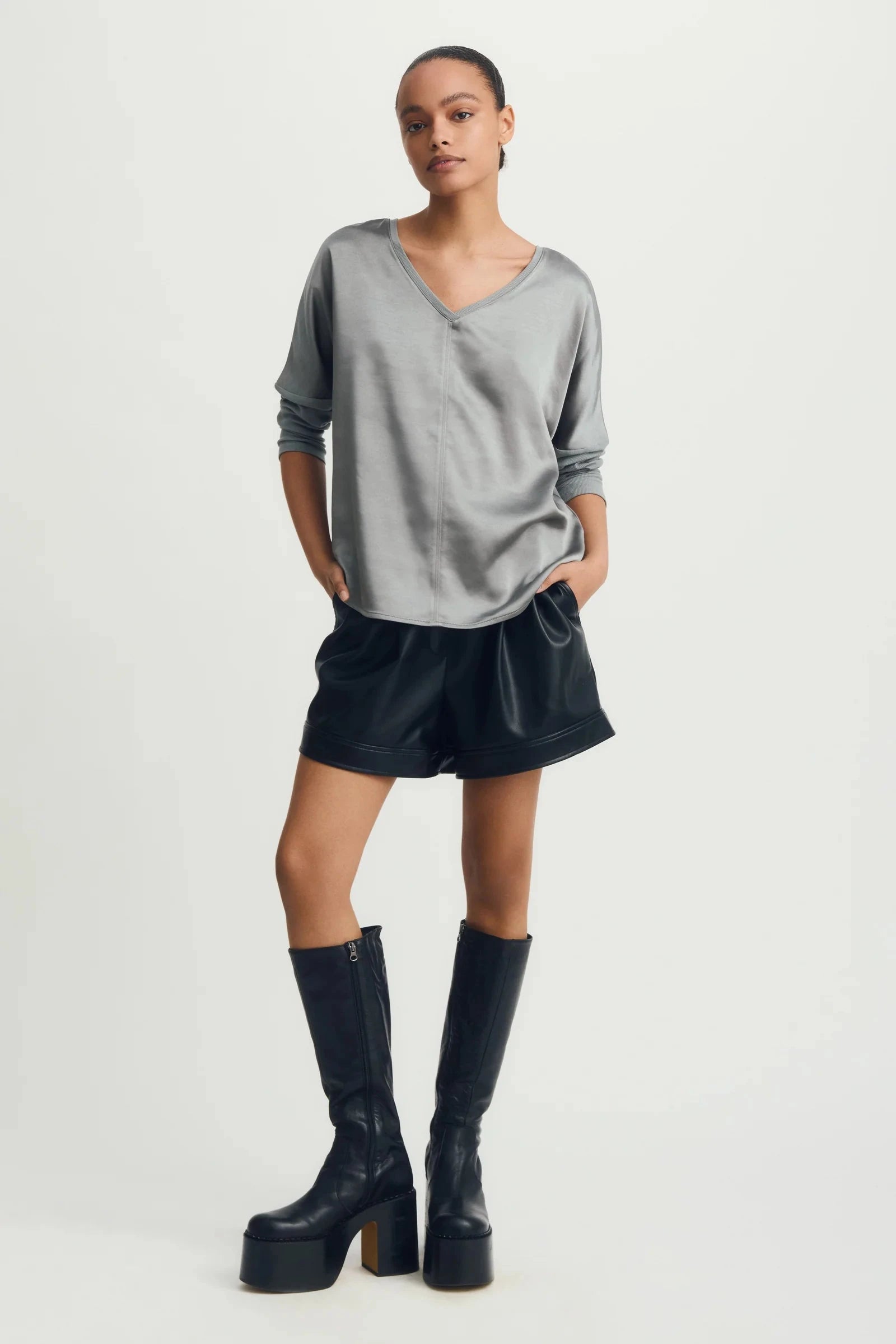 Cindy Long Sleeve Satin Top Melissa Nepton