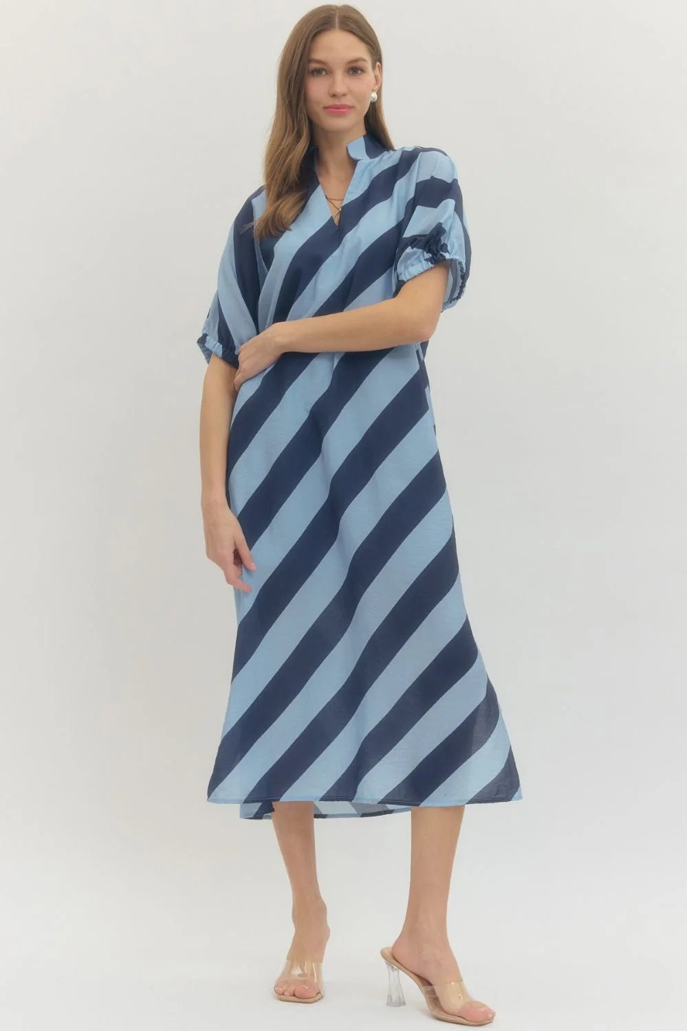 Diagonal Stripe Midi Dress Entro