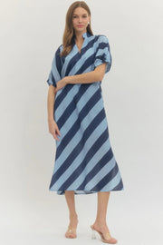 Diagonal Stripe Midi Dress Entro