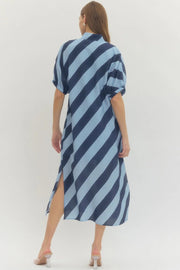 Diagonal Stripe Midi Dress Entro