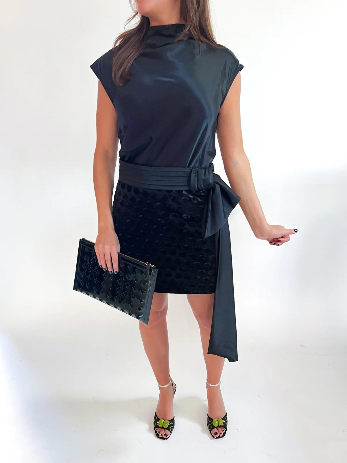 Maria Polka Dot Velvet Mini Skirt Ciebon
