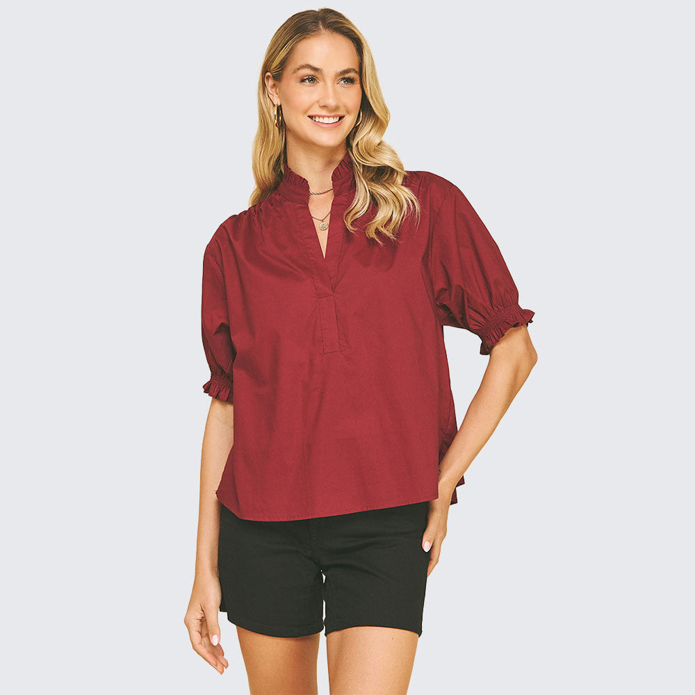 Balloon Sleeve Blouse Top Pinch