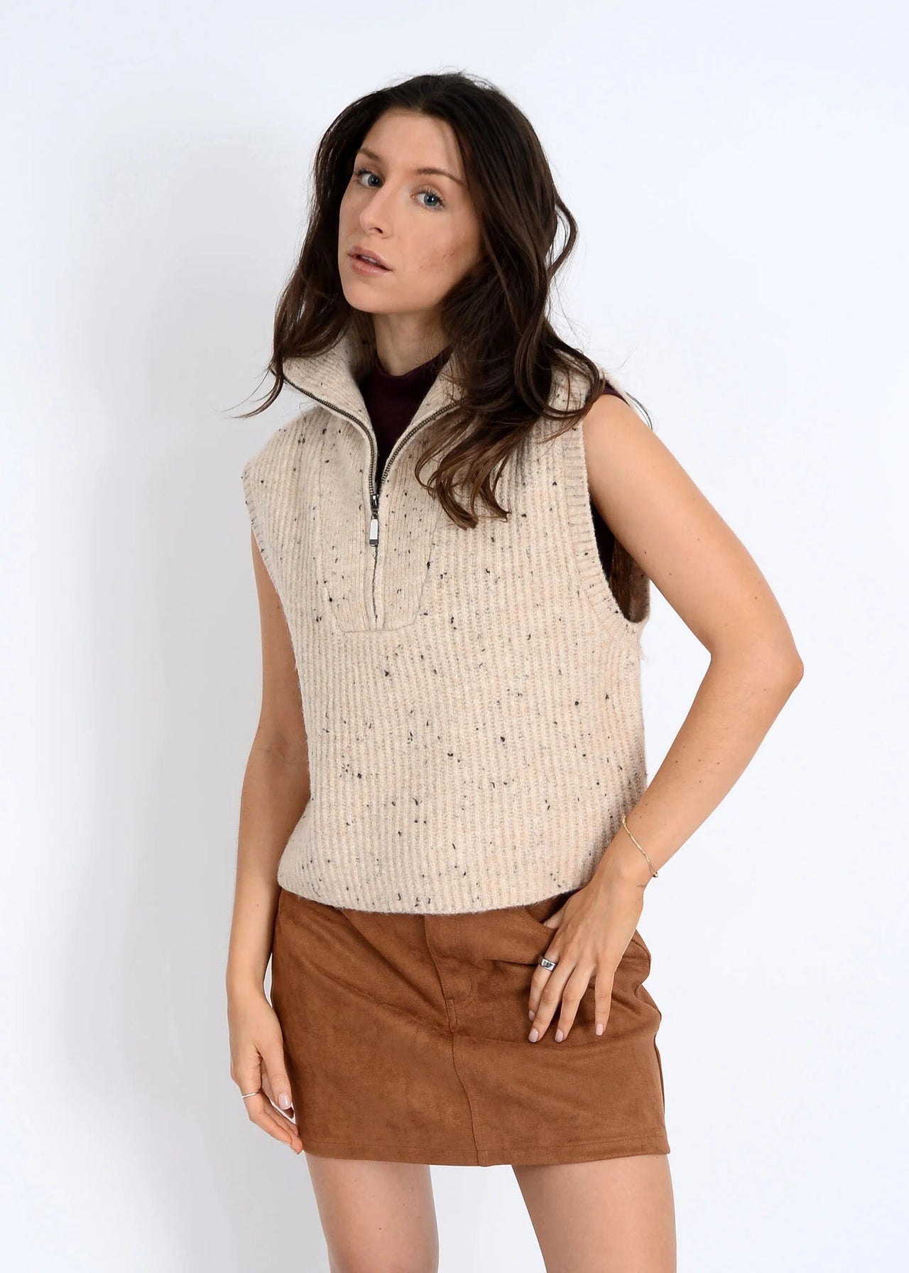 Enid Sleeveless Quarter-Zip Vest RD Style