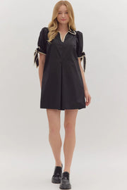 Scallop Trim Puff Sleeve Mini Dress Entro