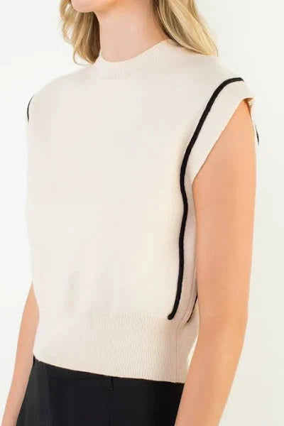 Contrast Trim Sleeveless Knit Top THML