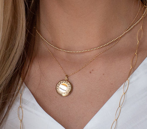 16" Necklace Gold - Cherish Small Gold Locket | enewton