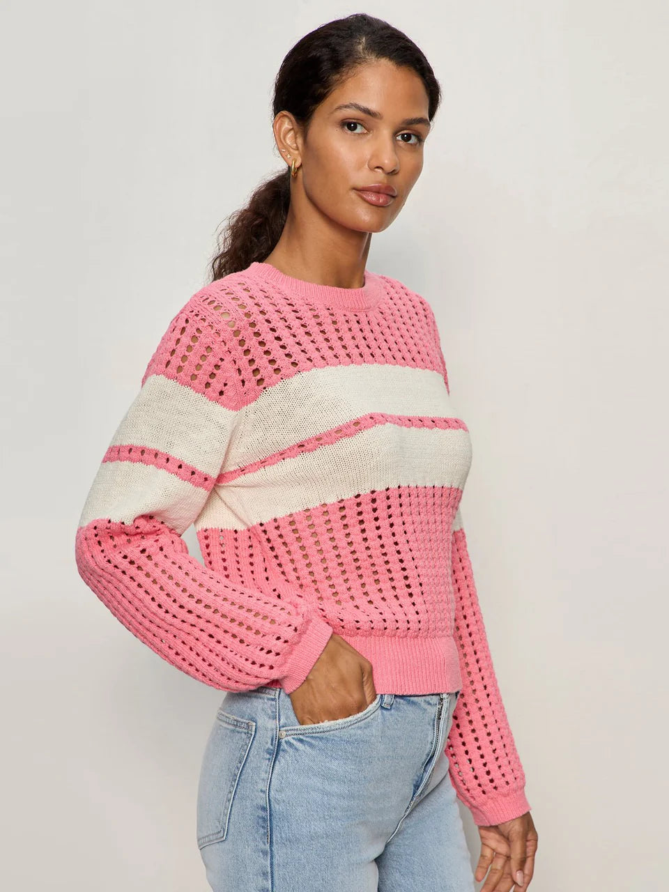 Sporty Openwork Popover Sweater Sanctuary