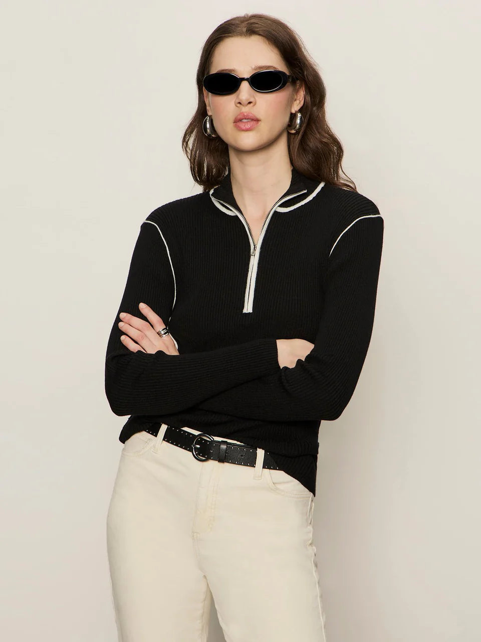 Sporty Rib Zip-Up Sweater Sanctuary
