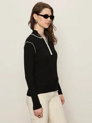 Sporty Rib Zip-Up Sweater Sanctuary