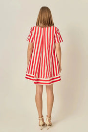 Striped Mini Shirt Dress English Factory