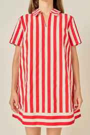 Striped Mini Shirt Dress English Factory