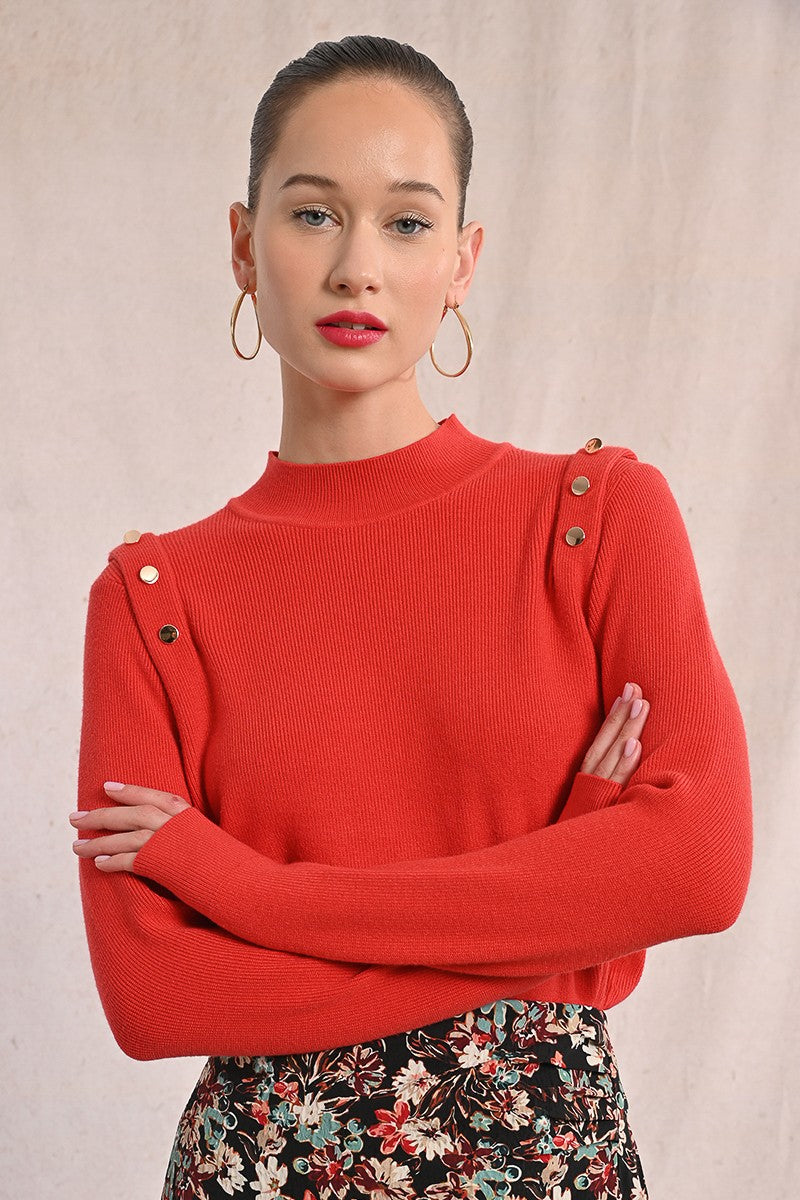 Studded Shoulder Pad Sweater Molly Bracken
