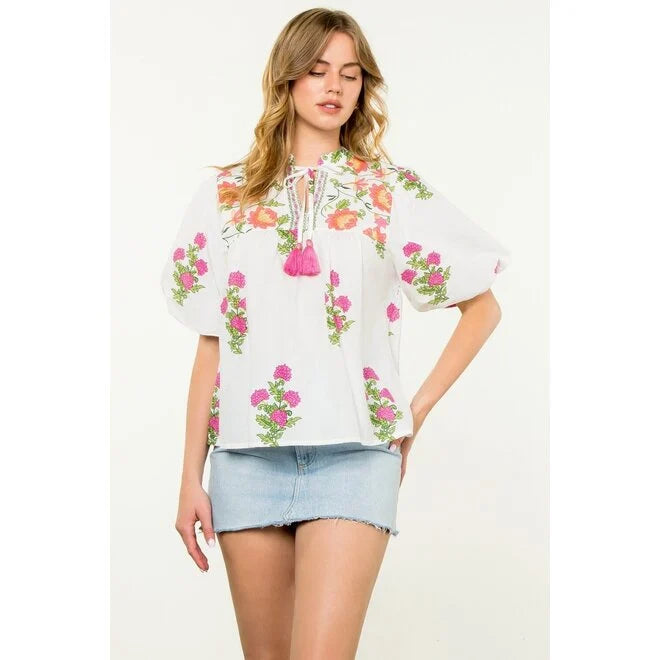 Puff Sleeve Floral Top