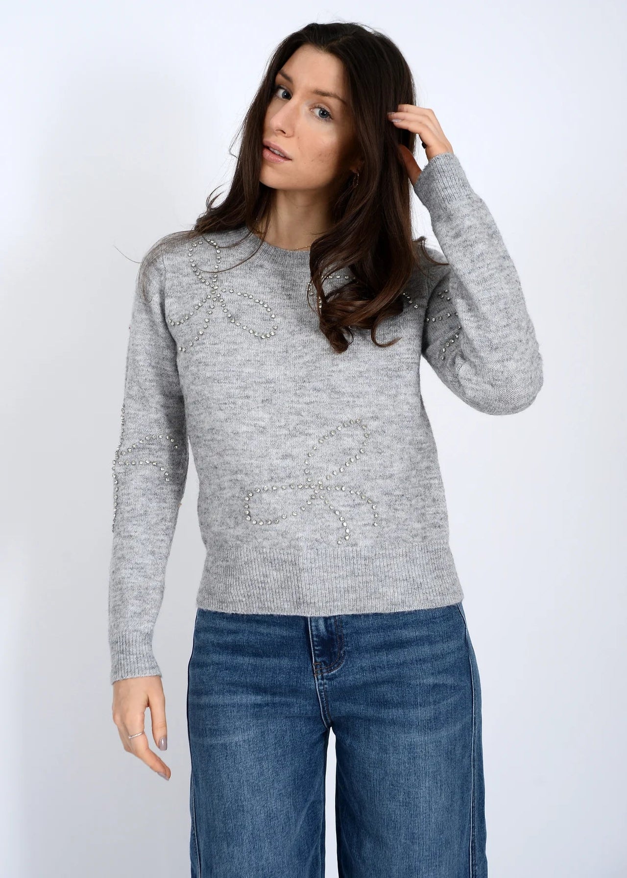 Ginevra Rhinestone Bow Sweater RD Style
