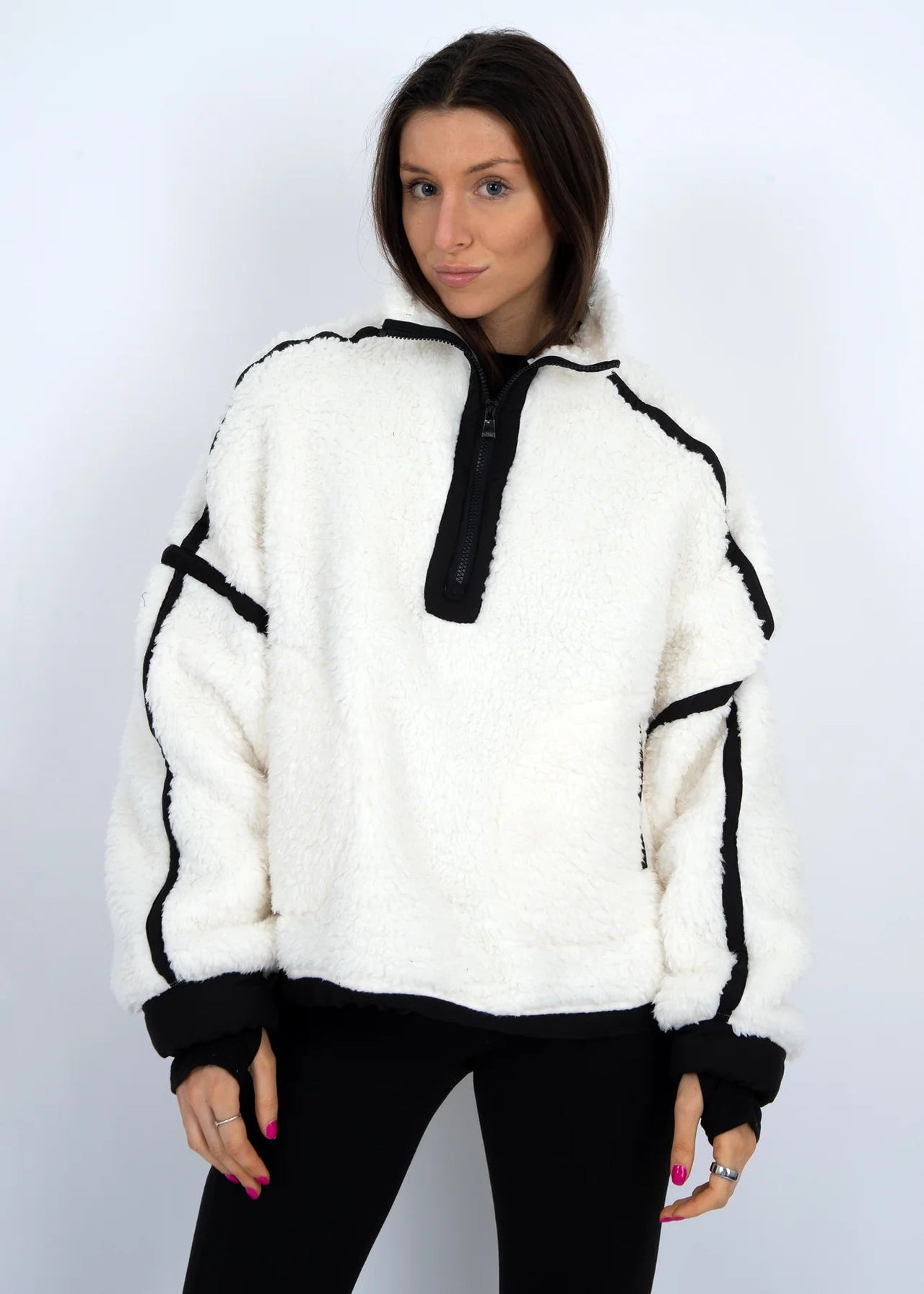 Jill Contrast Trim Half-Zip Pullover RD Style