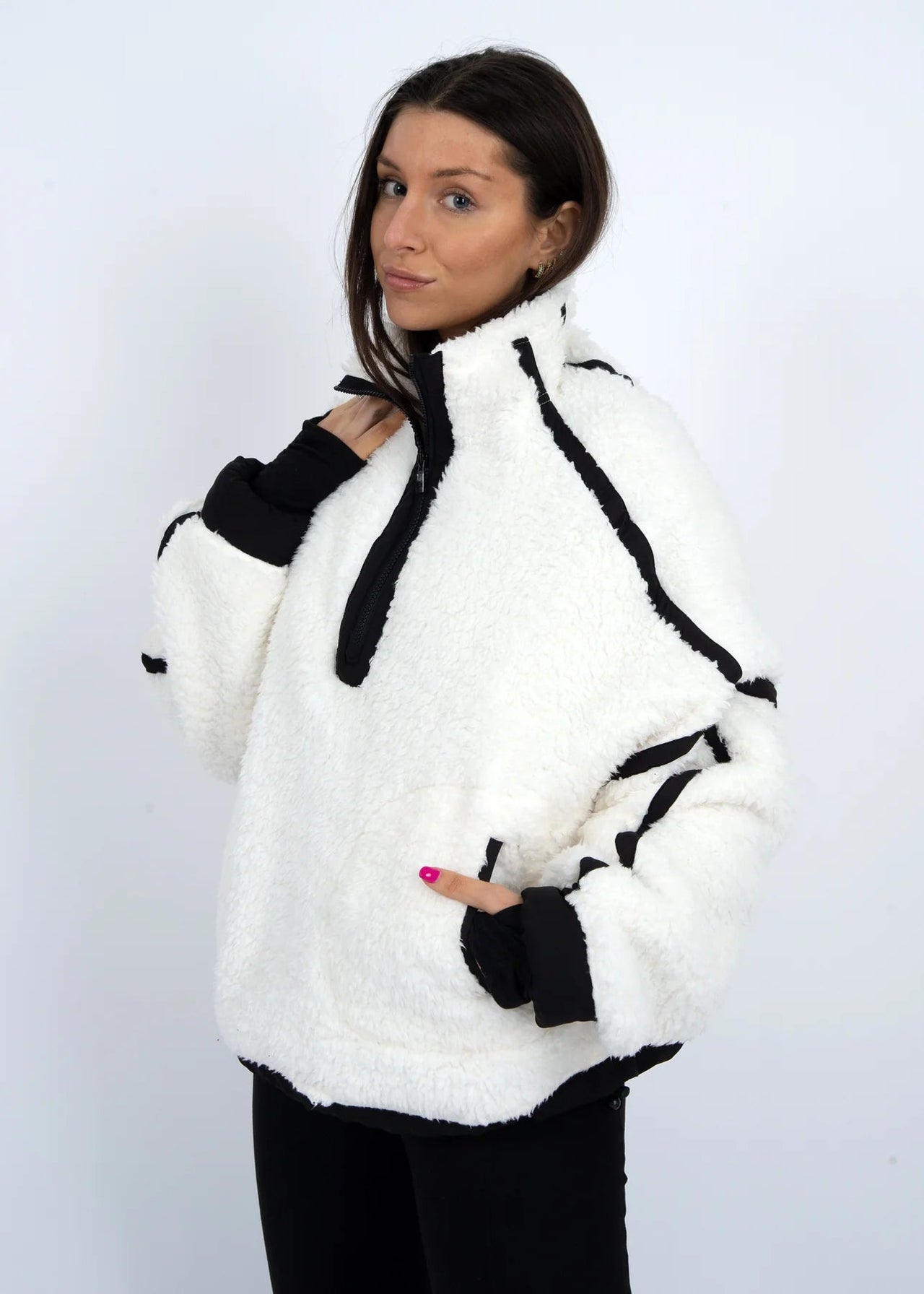 Jill Contrast Trim Half-Zip Pullover RD Style