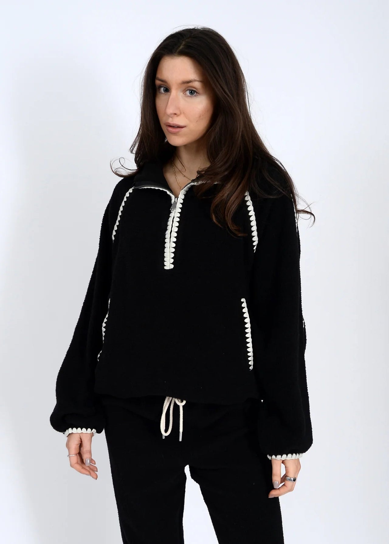 Glinda Half-Zip Whipstitch Pullover RD Style