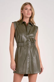 Sleeveless Faux Leather Dress Elan