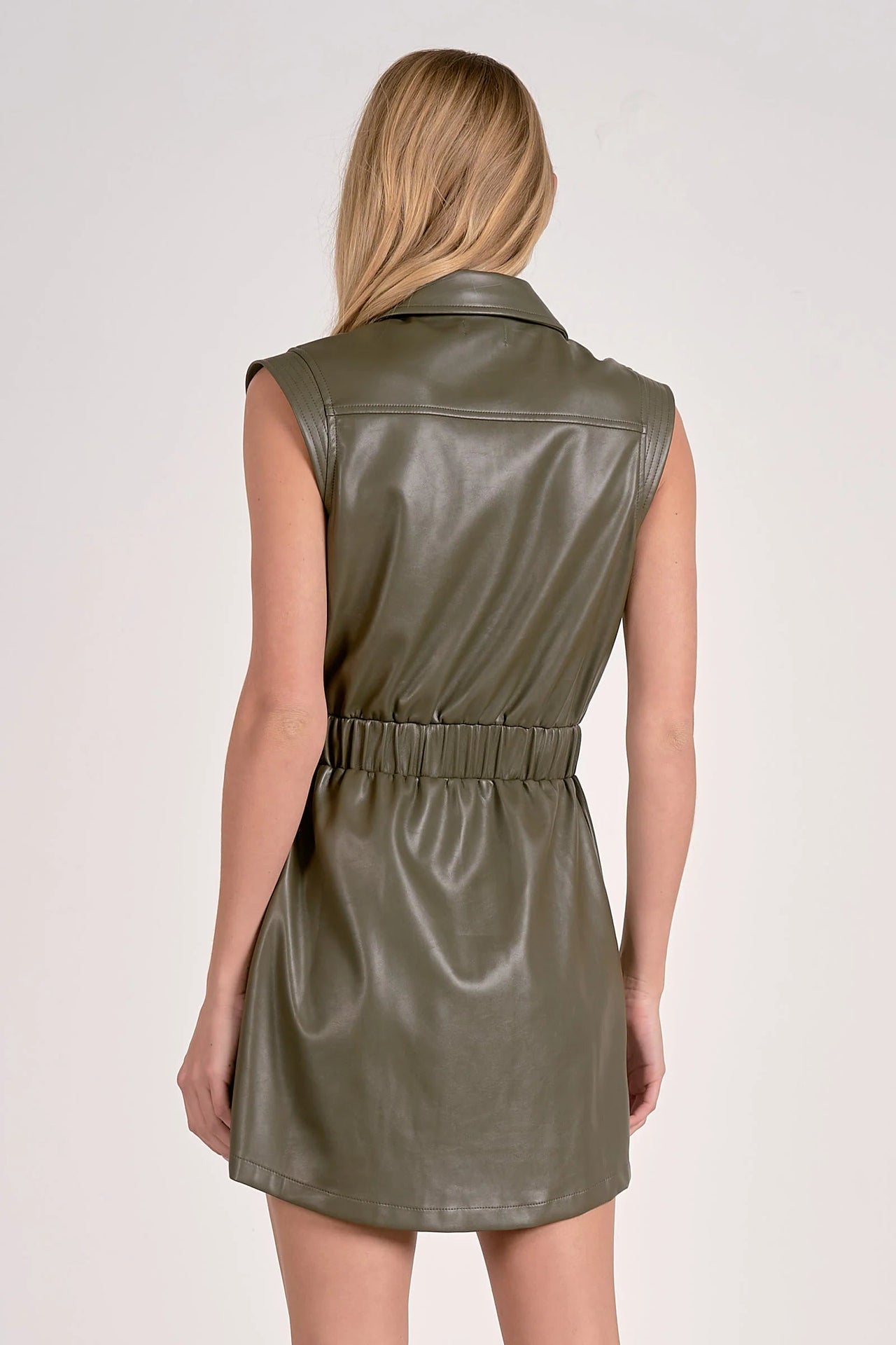 Sleeveless Faux Leather Dress Elan