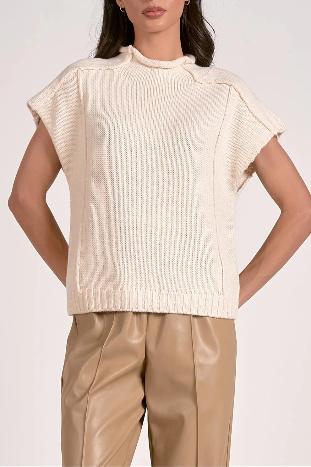 Crewneck Cap Sleeve Sweater Elan