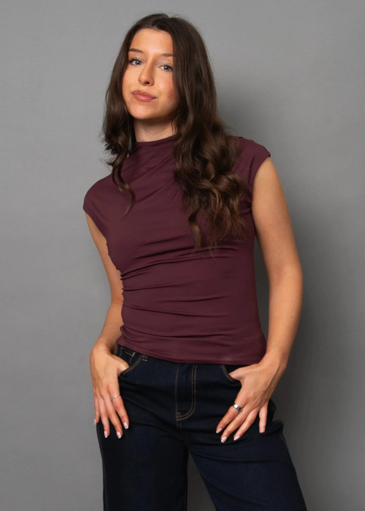 Yvette Funnel Neck Draped Top RD Style