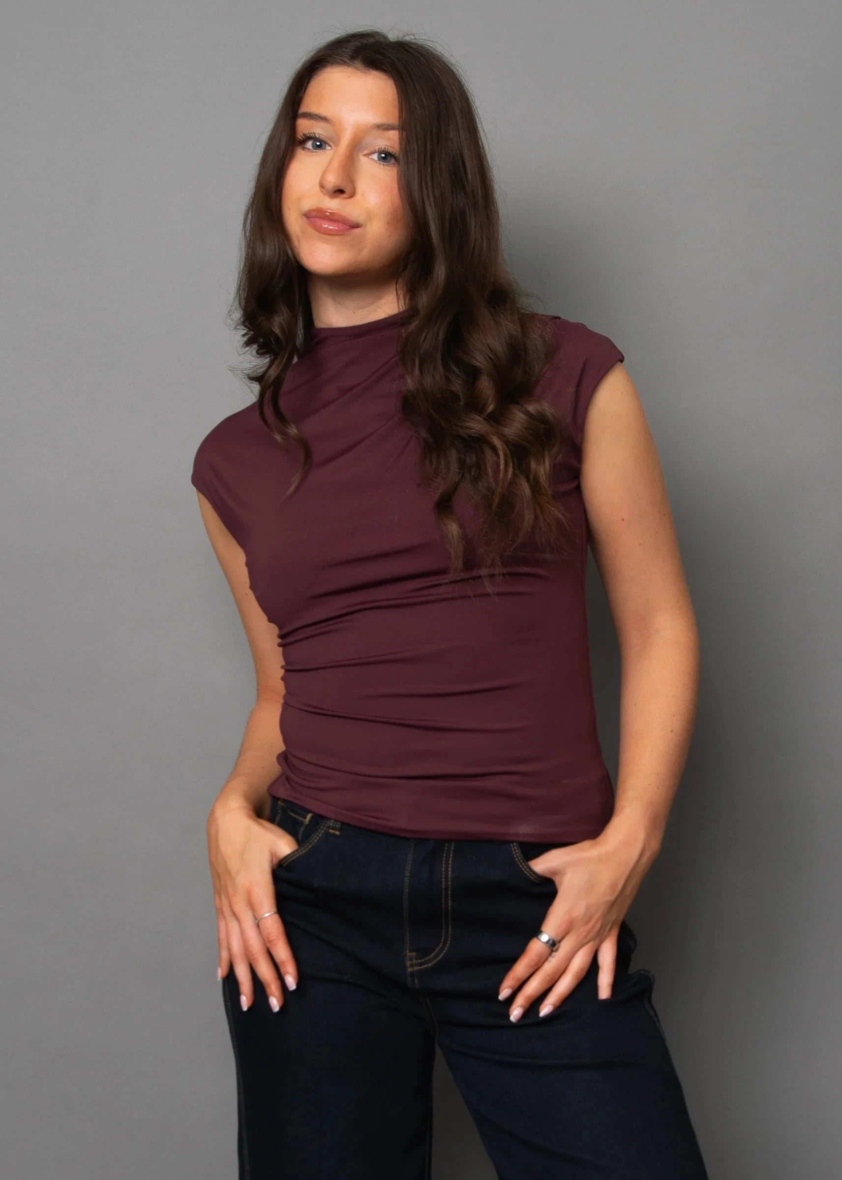 Yvette Funnel Neck Draped Top RD Style